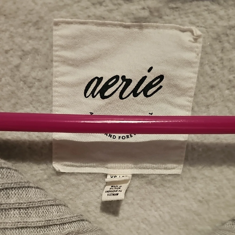 Aerie Light Gray Button-Up Sweatshirt XS - Picture 2 of 5